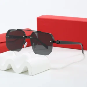 Half Frame Custom Metal Sunglasses Fashion Luxury Designer Sunglasses Men UV400 Oversized Sunglasses