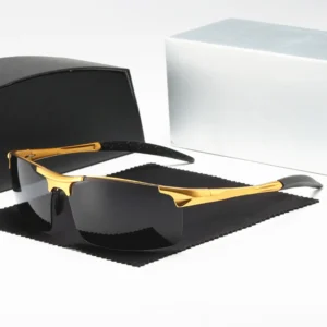 Half Metal Frame Men’s Aluminum Polarized Sunglasses Spring Hinge Sports Driving Sun Glasses Luxury Shades for Men 8177