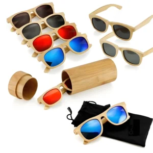 Hand Made Custom Logo Wood Wooden Sunglasses Polarized Bamboo Sunglasses Rectangular