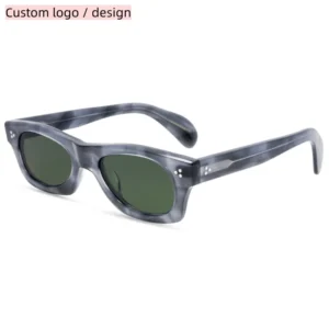 Hand Polished Vintage Acetate Thick Frame Sunglasses with UV Protection