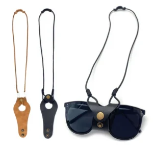 Handmade Brown Leather Sunglasses Cord Portable Slim Strap Eyewear Keeper