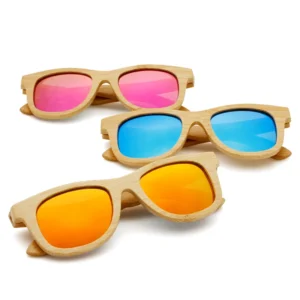 Handmade Pure Natural Extract Bamboo Wooden Sunglasses for Kids Polarized Lenses for Casual Airport Outfits