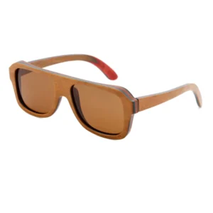 Handmade Wooden Brown Skateboard Sunglasses Polarized Lenses Custom Logo Laser Engraving