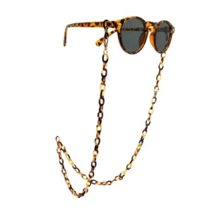 High End Acetate Vintage Tortoise Masking Chain Sunglasses with Lightweight 70cm Trendy Neck Cord Strap New Eyewear Accessories