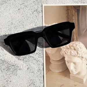 High End Bevel Design Rectangle Unisex Full Rim UV400 Polarized Anti-Radiation Sunglasses Acetate