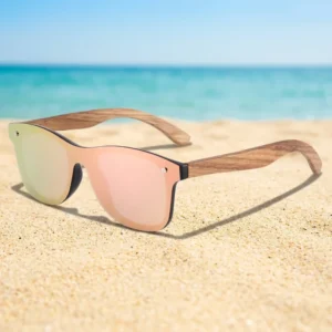High End Polarized Sunglasses Men Metal Double Bridge Pilot Style Wood Acetate Temple UV Protection Driving Shades