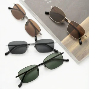 High Hardness Smooth Finish Adjustable Temple Anti Reflection Retro Style Semi Titanium Frame Sunglasses for Driving