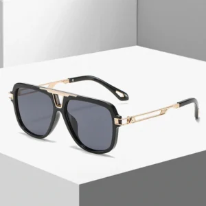 High Quality Brand Design Metal Frame Square Frog Sunglasses Uv400 Luxury Double Beam Gradient Men Driving Steampunk Sunglasses