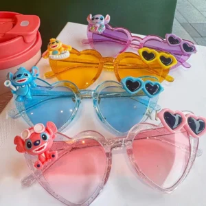 High Quality Cartoon Cute Stitch Sunglasses Fashion Heart Shaped Sunglasses Essential for Summer Sravel Kid Sunglasses