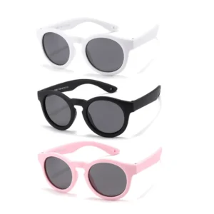 High Quality Custom Logo Silicone Gel Round Boy and Girls Kids Sunglasses Children Baby Sunglasses UV400