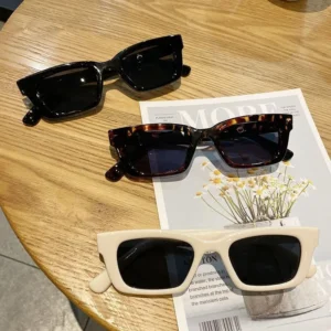 High Quality Custom Logo Vintage Rectangle Full Rim Retro Sunglasses UV400 Lightweight PC Frame for Luxury Fashion