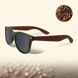 High Quality Eco Friendly Unisex Fashion Sunglasses with PC Lenses RPET Natural Coffee Grounds Wooden Bamboo Recycled Materials