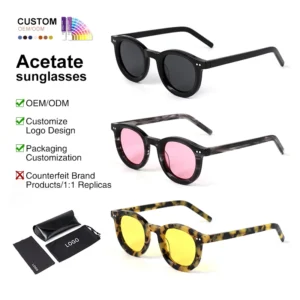 High Quality Fashion Eye Glasses Luxury Sunglasses Mens High End Shades Classic Round Acetate Sunglasses