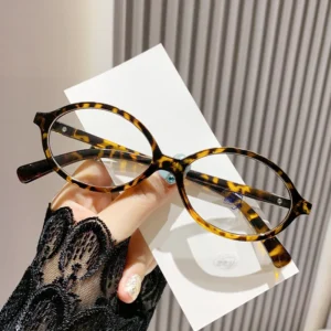 High Quality Fashion Retro Round Flat Light Spectacle Glasses Frame Glasses Optical Eyewear Women Blue Light Blocking Glasses