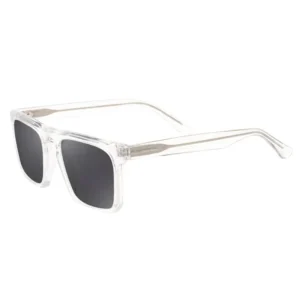 High Quality Flat Top Polarized Acetate Sunglasses Black Square Optical Eyewear with Customizable Logo Gray Transparent Frame