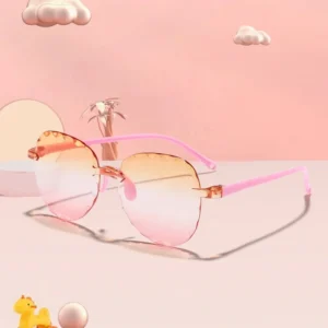 High Quality Kids Candy Color One Piece Oval Trendy Fashion Sunglasses Holiday Casual Clothing Matching