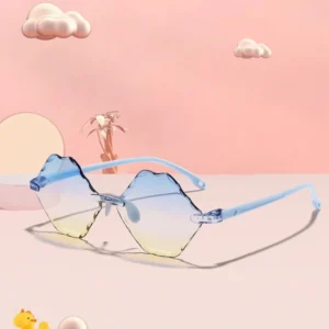 High Quality Kids Rimless Candy Polygon Fashion Sunglasses for Holiday and Casual Party Sunglasses