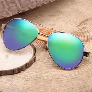 High Quality Light Weight Comfortable Unisex Fashion Round Wood Bamboo UV400 Full Rim Durable Retro Sunglasses