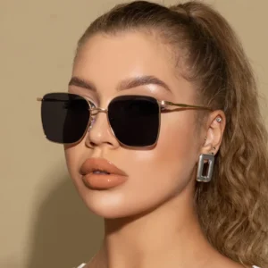 High Quality Metal Big Frame Sun Glasses Fashion Oversized Black square Unisex Uv400 Sunglasses for Men Women