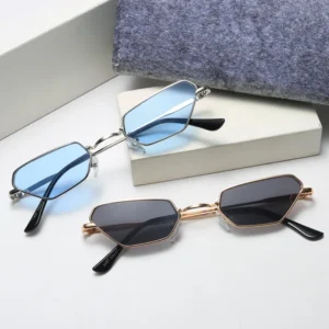 High Quality Metal Polygonal Frame Sun Glasses Fashion Vintage Hip Hop Custom logo Designer Trending Sunglasses