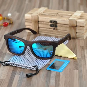 High Quality Polarized Sunglasses Wooden Bamboo Box Dark Brown Frame Unisex Fashion Sunglasses