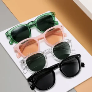 High Quality Polarized Sunglasses for Outdoor Custom Logo Classic Design Round TR90 Sunglasses with Acetate Temples