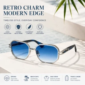 High Quality Retro Polygonal Metal Sunglasses UV400 Fashionable Driving Travel Lightweight Designer Sunglasses