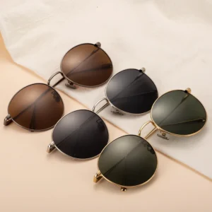 High Quality Retro Round Shades Men Women’s UV400 Polarized Sun Glasses with Gold Metal Frame Tac Lenses Designer Brand