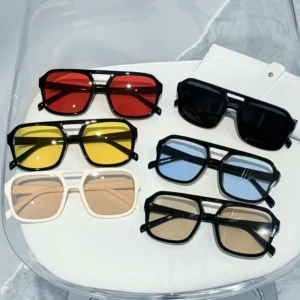 High Quality Retro Sunglasses with Large Frame Fashionable High End UV Resistant Outdoor PC Lenses Men Women Style