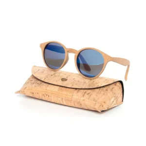 High Quality Round Cork Polarized Sunglasses With Case Custom Logo Shades Wooden Sunglasses