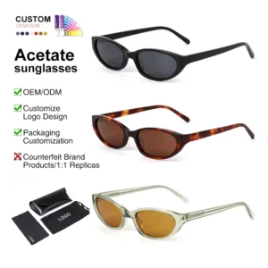 High Quality Small Leopard Oval Y2k Designer Shades Polarized Luxury Sun Glasses Acetate Sunglasses for Women