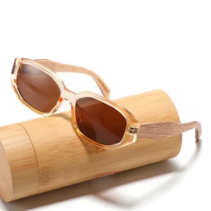 High Quality Sun Glasses Wood Polarized Lens Square Custom Logo Wooden Sunglasses Women