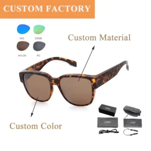 High Quality TR90 Full Rim Rectangle Sunglasses Classic Leopard Style Polarized TAC UV400 Protection Lightweight Custom Logo