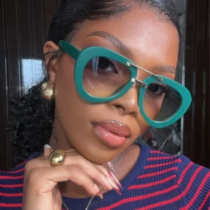 High Quality Women’s Double Beam Square Full Frame Metal UV400 Fashion Sunglasses for Sun Protection