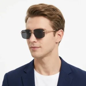 High quality Luxury Metal Sunglasses Lightweight Fashionable UV400 Frameless Beveled Design Anti Glare for Outdoor Activities