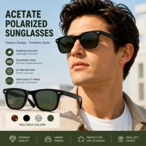 Highest Quality Men Sunglasses Designer Fashion Black Frame Dark Green 2140 Polarized Sunglasses UV Resistant Driving Sunglasses