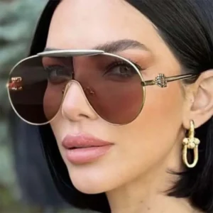 Hip Hop Shade Large Frame Y2K Metal Cycling Windproof Sports Glasses Goggles One Piece Shield Sunglasses for Women