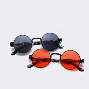Hip Pop Retro Fashion Irregular Metal Sunglasses Round Custom Logo Steampunk Men Women Sunglasses