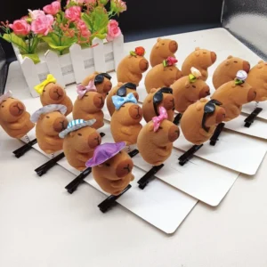 Hot Selling Cartoon Style Headwear Fashionable Bow Rose Round Sunglasses Plastic Resin Capibala Hair Clip Unique Design Headgear