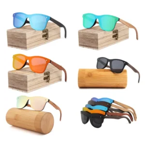 Hot Selling Handmade Unisex Sunglasses Fashion Brand Design Polarized Eyewear Trendy Custom Logo Wood Temple Sunglasses