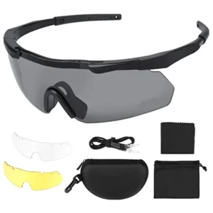 Impact Resistant Tactical Eyewear with 3 Interchangeable Lenses Outdoor Sports Cycling Motorcycle Unisex Shooting Glasses