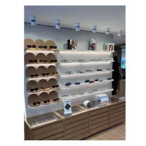 Interior Design of an Optician’s Shop LED Wooden Eyewear Display Cabinet with Drawers