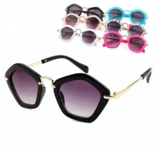 Irregular Plastic Metal Frame Kids Sunglasses