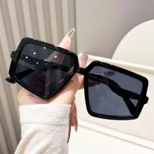 Irregular Square Rimless Sunglasses Large Frame Runway Style UV400 Shades Unisex Fashion Sunglasses