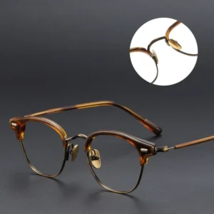 Japanese Eyebrow Style Acetate Titanium Glasses Frame Custom Prescription Eyeglasses Half Circle Optical Frames