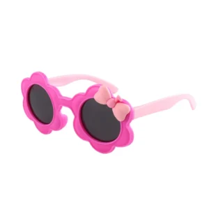 K 22175 New Cute Cartoon Bowknot Sunglasses for Girls Sunflower Children’s Polarized Glasses with Frames Logo on Lens