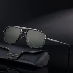 KAJILA Fashion Trendy Designer Custom Logo Square Metal Double Bridge UV400 Shades Sun Glasses Sunglasses for Men