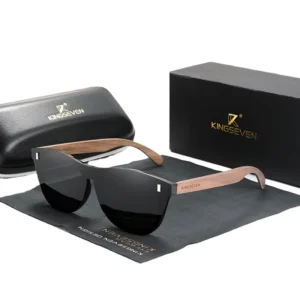 KINGSEVEN Exclusive Design Vintage Men’s Glasses Walnut Wooden Sunglasses UV400 Protection Fashion Square Sun Glasses Women 5510