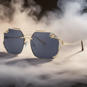 Kenbo New Rimless Square Sunglasses for Men and Women Stylish Leopard Frame Metal UV400 Lightweight Fashion Outdoor Eyewear