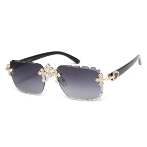 Kenbo Rimless Square Sunglasses Bling Diamond Metal Frame New Fashion Style Eyewear Unisex for Men and Women